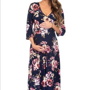 Maternity Mother Bee Faux Wrap Maxi Dress